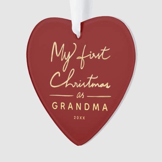 Meine ersten Weihnachten als Oma Heart Shaped Foto Ornament (Vorderseite)