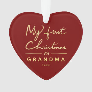 Meine ersten Weihnachten als Oma Heart Shaped Foto Ornament