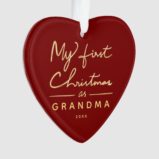 Meine ersten Weihnachten als Oma Heart Shaped Foto Ornament (Vorderseite)