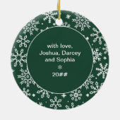 Meine ersten Weihnachten | Foto Grüne Schneeflocke Keramik Ornament (Hinten)