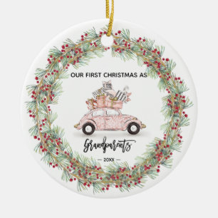 Meine ersten Weihnachten Großeltern Foto Greenery Keramik Ornament