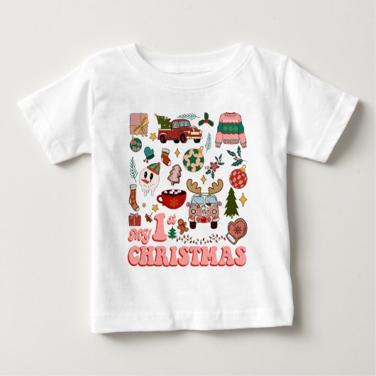 Meine ersten Weihnachten Niedlich Groovy Retro Bil Baby T-shirt (Vorderseite)