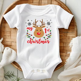 Meine ersten Weihnachten Niedliche moderne Rentier Baby Strampler