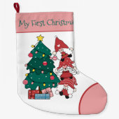 Meine ersten Weihnachten Personalisierten Gnomen Großer Weihnachtsstrumpf (Vorderseite)