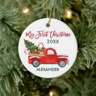 Meine ersten Weihnachts-LKW-Zuckerhut-Babys Keramik Ornament