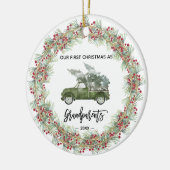 Meine ersten Weihnachtsgroßeltern LKW Greenery Keramik Ornament (Links)