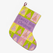 Meine ersten Weihnachtsrosa Lila Bäume Custom Großer Weihnachtsstrumpf (Vorderansicht (hängend))