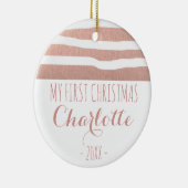 Meine ersten WeihnachtsRosengoldhandrawn Streifen Keramik Ornament (Rechts)
