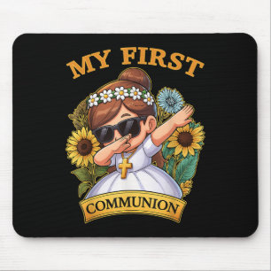 Meine Erstkommunion Mädchen Dabbing 1. religiöses Mousepad
