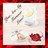Meine ewige Liebe Rote Rose Elegantes Dekor Sandst Getränkeuntersetzer