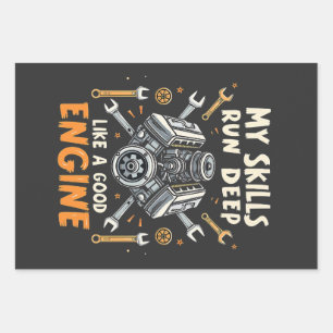 Meine Fähigkeiten laufen tief wie ein guter Motor Geschenkpapier Set