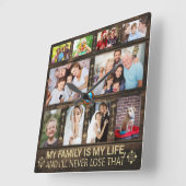 Meine Familie ist meine Foto-Kollektion aus Holz Quadratische Wanduhr (Winkel)