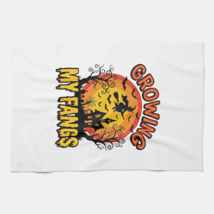 Meine Fangzähne wachsen Vintage-Halloween-Vampir-S Geschirrtuch