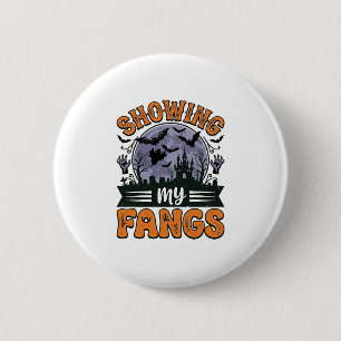 Meine Fangzähne zeigen Vintage-Halloween-Vampir-Sh Button