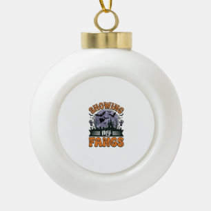 Meine Fangzähne zeigen Vintage-Halloween-Vampir-Sh Keramik Kugel-Ornament