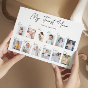 Meine Fotocollage vom ersten Jahr Postkarte