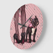 Meine französische Bulldogge Große Wanduhr (Winkel)