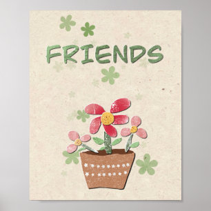 Meine Freunde Blume Pot Poster