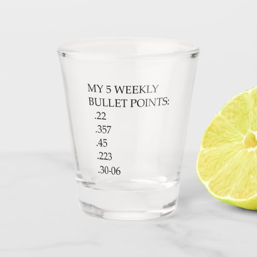 Meine fünf wöchentlichen Bullet Points - Doppelte  Schnapsglas (Vorderseite)