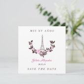 Meine Fünfzehn Jahre Blumen Diseño Paris Rosa Dankeskarte (Stehend Vorderseite)