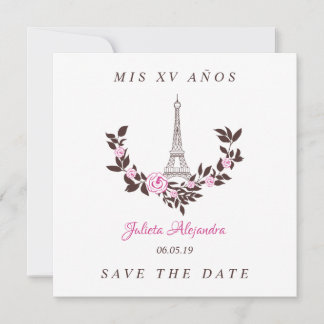 Meine Fünfzehn Jahre Blumen Diseño Paris Rosa Dankeskarte