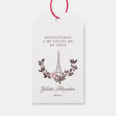 Meine Fünfzehn Jahre Blumen Diseño Torre Eiffel Geschenkanhänger (Rückseite)
