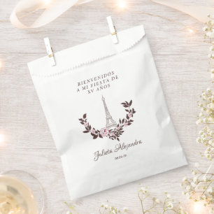 Meine Fünfzehn Jahre Blumen Diseño Torre Eiffel Geschenktütchen