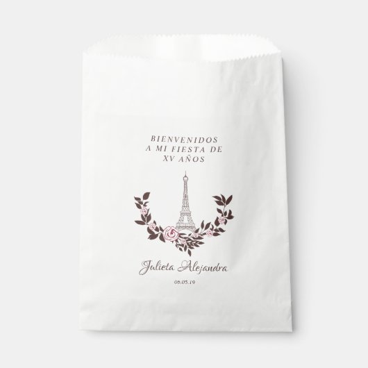 Meine Fünfzehn Jahre Blumen Diseño Torre Eiffel Geschenktütchen (Vorderseite)