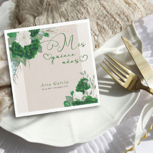 Meine Fünfzehn Jahre Smaragdgrüne Florale Quincean Serviette