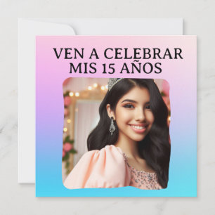 Meine fünfzehn Quinceañera Foto Rosa Blau Lila Einladung