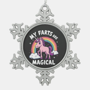 Meine Fürze sind magischer lustiger Einhorn Regenb Schneeflocken Zinn-Ornament