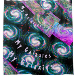 Meine Galaxien Patchwork Karte in grün und Lila Duschvorhang