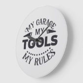 Meine Garage - Meine Regeln Große Wanduhr (Winkel)