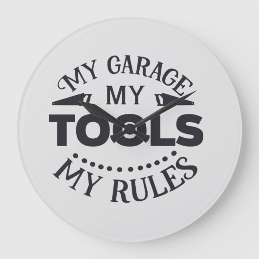Meine Garage - Meine Regeln Große Wanduhr (Vorderseite)