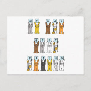 Meine Gay Best Friend Cartoon Cats Postkarte