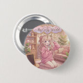 Meine gemütliche Welt: Kawaii Anime Mädchen Zimmer Button (Vorne & Hinten)