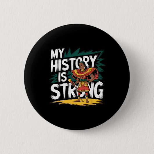 Meine Geschichte ist starker schwarzer Monat afroa Button (Vorderseite)