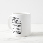 Meine Gewehr-Erlaubnis läuft nie ab Kaffeetasse (Vorderseite Links)