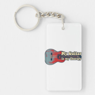 Meine Gitarre ist meine Therapie. Vintag rot und b Schlüsselanhänger