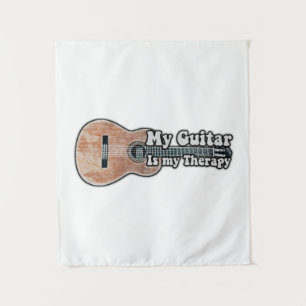 Meine Gitarre ist meine Therapie. Vintage braune G Wandteppich