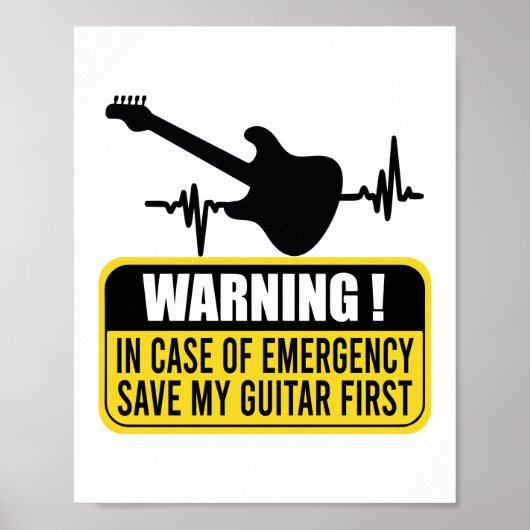 Meine Gitarre zuerst gerettet - Funny Guitarist Gi Poster (Vorne)