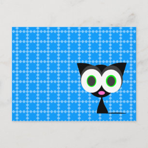 Meine glückliche Black Cat Blue Gemustert Postkart Postkarte