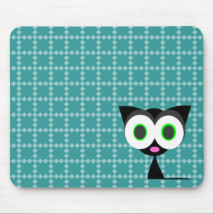 Meine glückliche schwarze Katze blaues gemusterte Mousepad