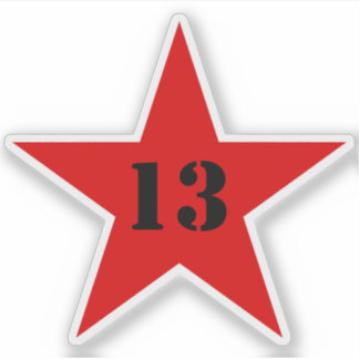 Meine Glückszahl Star - Nummer 13 (rot) Aufkleber