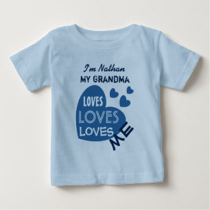 Meine GRANDMA-Lieben Me Blue Hearts Custom Text V0 Baby T-shirt
