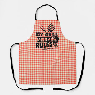Meine Grill-Regeln Funny Red Gingham GRILLEN Kitch Schürze