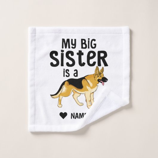 Meine große Schwester ist ein deutscher Schäferhun Badhandtuch Set (Waschlappen)