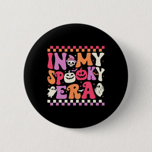 Meine Gruselige Ära Halloween Geist Groovy Hippie Button