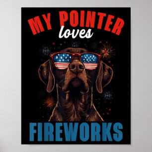 Meine GSP Lieben Feuerwerk 4. Juli Patriotic Dog L Poster