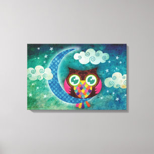 Meine Halbmond-Eule Wrapped Canvas Leinwanddruck